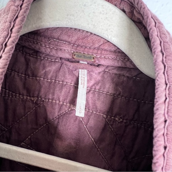 Free People Jacket Womens Large Quilted Purple Full Zip Bomber Coat RCL - Picture 2 of 6